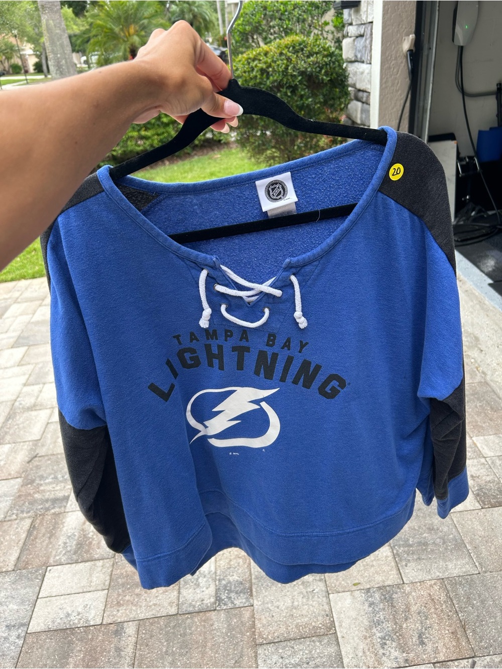 Tampa Bay Lightning Blue and Black Lace-Up Hockey Pullover